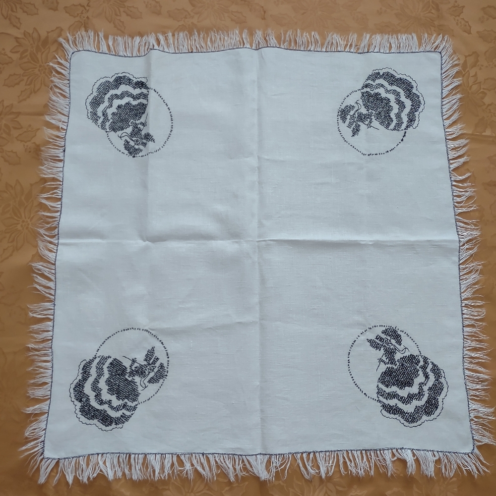 Hand Embroidered Tablecloth With Fringe